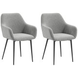 HOMCOM Set 2 Scaune de Dining Tapițate cu Brațe și Picioare din Oțel pentru Sufragerie, 54x57x80 cm, Gri &Icirc;nchis | Aosom Romania