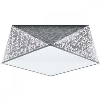 Lustră De Tavan Hexa Argint Pvc 2 Becuri Geometrică Modernă De Interior foto