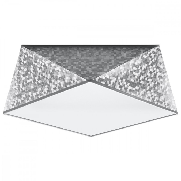 Lustră De Tavan Hexa Argint Pvc 2 Becuri Geometrică Modernă De Interior