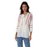 Bluza tip ie dama R25 alb pur/maro inchis , marimea 2XL