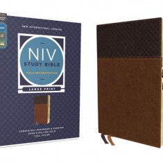 NIV Study Bible, Fully Revised Edition, Large Print, Leathersoft, Brown, Red Letter, Thumb Indexed, Comfort Print