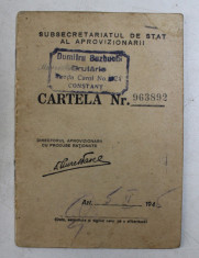 CARTELA DE ALIMENTE , ELIBERATA DE SUBSECRETARIATUL DE STAT AL APROVIZIONARII , PE NUMELE CARSTEA MARIN ,CONSTANTA , 5 FEBRUARIE 1945 foto