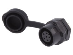 Conector circular mamă 6 pini aurit