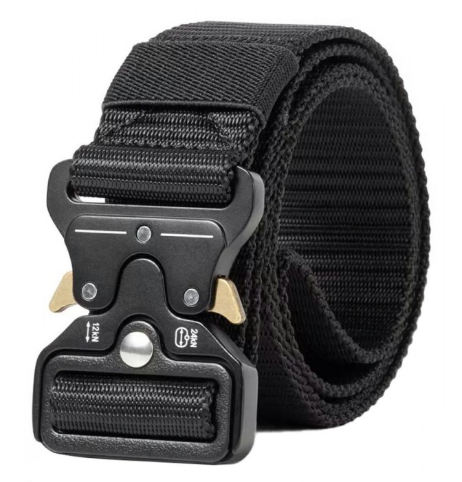 Curea tactica barbati, universala, poliester, 131 x 3,8cm, negru
