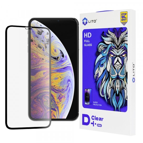 Folie de protectie Ecran Lito DPro pentru Apple iPhone 11 Pro Max / XS Max, Sticla Securizata, Full Glue, Neagra