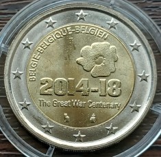 (M1863) MONEDA BELGIA - 2 EURO 2014, 100 ANI DE LA INCEPEREA WW1, UNC