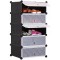 Dulap pentru depozitare incaltaminte, modular, cu 5 compartimente, dimensiuni 37x49x93 cm, maro