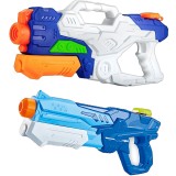 Set 2x pistol cu apa pentru copii 6 ani+, rezervor 1000 ml + 600 ml pentru piscina/plaja, quick fill, multicolor, Oem