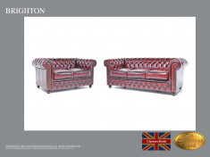 Set canapele din piele naturala -Chesterfield Brand - 2/3 locuri foto