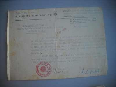 HOPCT DOCUMENT VECHI NR 399 SCOALA OCOLUL SILVIC GURAHONT JUD ARAD 1956 foto