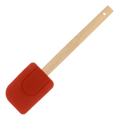 Spatulă Silicon, 25cm, M&amp;acirc;ner Lemn, Culoare Roșie foto