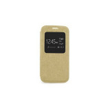 Husa Flip Carte S-View Etui Sam Galaxy S4 i9500 Gold, Cu clapeta, Piele Ecologica