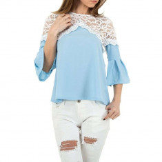 Bluza sic, albastra, cu dantela foto