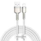 CABLU alimentare si date Baseus Cafule Metal, Fast Charging Data Cable pt. smartphone, USB la Lightning Iphone 2.4A, braided, 2m, alb &quot;CALJK-B02&quot; (tim