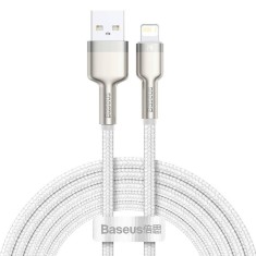 CABLU alimentare si date Baseus Cafule Metal, Fast Charging Data Cable pt. smartphone, USB la Lightning Iphone 2.4A, braided, 2m, alb &quot;CALJK-B02&quot; (tim