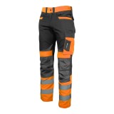 Pantaloni slim-fit reflectorizanti Lahti Pro, marimea 2XL, 182-188 cm, bumbac/poliester, 270 g/m2, 8 buzunare, cusaturi triple, Portocaliu/Negru