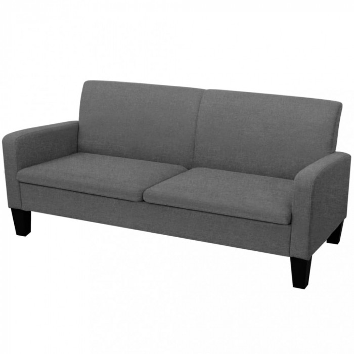 Canapea cu 3 locuri, 180 x 65 x 76 cm, gri &icirc;nchis