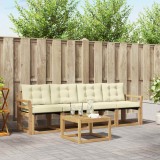vidaXL Set Canapele Exterior 5 Piese Alb Crem Lemn Masiv Acacia Perne Gradina Terasa