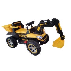 Excavator + bascula electrica Kinderauto Bonet 60W 12V, Telecomanda, culoare galbena