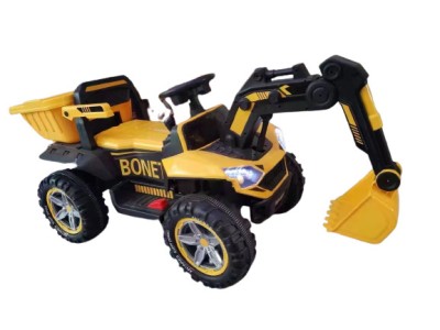 Excavator + bascula electrica Kinderauto Bonet 60W 12V, Telecomanda, culoare galbena foto
