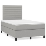 VidaXL Pat box spring cu saltea, gri deschis, 120x190 cm, textil