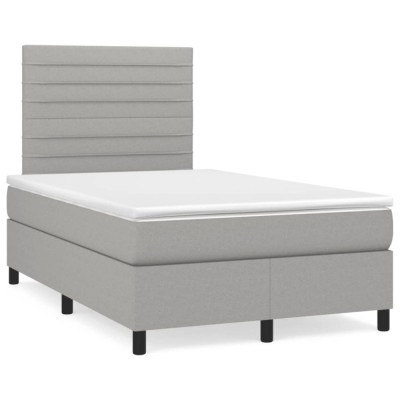 vidaXL Pat box spring cu saltea, gri deschis, 120x190 cm, textil 3269888 foto