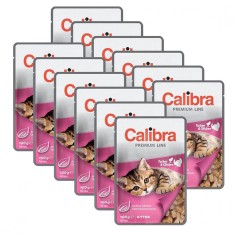 CALIBRA Cat Kitten buca?i de pui ?i curcan in sos 12 x 100 g foto
