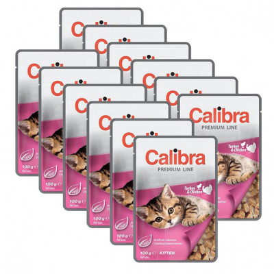 CALIBRA Cat Kitten bucăți de pui și curcan &amp;icirc;n sos 12 x 100 g foto