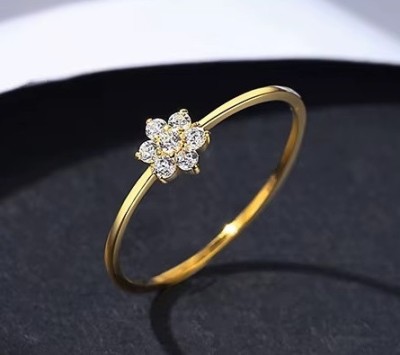 Inel Femei Placat Aur 18K, Model Delicat Cu Floare Din Zirconiu, Stralucire foto