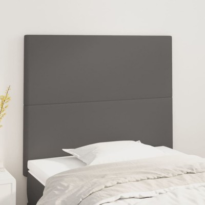 vidaXL Tăblii de pat, 2 buc, gri, 100x5x78/88 cm, piele ecologică 3116140 foto