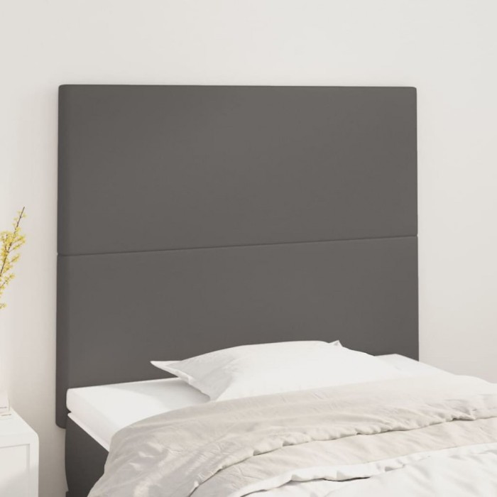 vidaXL Tăblii de pat, 2 buc, gri, 100x5x78/88 cm, piele ecologică 3116140