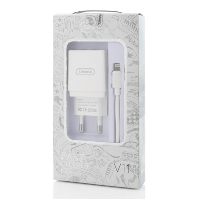 Incarcator Retea Tranyoo, V11, Fast Charge Kit, 2 x USB, 2.4A, Lightning Cable, White foto