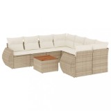 Cumpara ieftin Set canapele de gradina, 9 piese, cu perne, bej, poliratan
