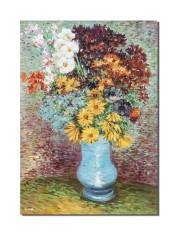 Tablou celebru pictat manual, Flori in vaza albastra, 70x50cm ulei pe panza, reproducere Vincent van Gogh