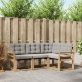 vidaXL Set de canapele de exterior cu pernă 4 pcs Alb și gri deschis 3389429