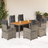 VidaXL Set mobilier de grădină cu perne, 7 piese, gri, poliratan