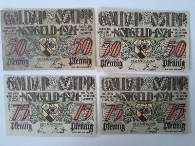 Notgeld Germania Reich 75 Pfennig Goldap 1921 bancnote bani vechi foto