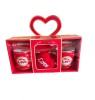 Set 2 căni cu lingurițe cadou LOVE, design tematic, ideal pentru cupluri, ambalaj inclus