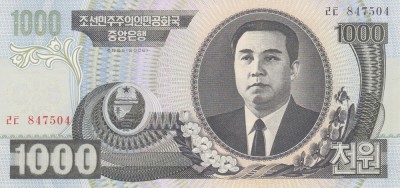Bancnota Coreea de Nord 1.000 Won 2006 - P45b UNC ( vezi descriere ) foto
