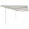 Copertină retractabilă automat, cu st&acirc;lpi, crem, 4x3,5 m