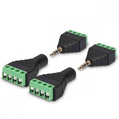 Set 4 Adaptoare audio/video cu 4 poli de 3,5 mm, Kwmobile, Negru/Verde, Metal, 45685.03 foto