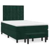 vidaXL Pat box spring cu saltea, verde &icirc;nchis, 120x190 cm, catifea 3270496