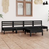 Gossi set mobilier de gradina, 5 piese, negru, lemn masiv de pin