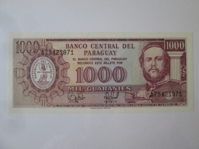 An rar! Paraguay 1000 Guaranies 1995 UNC