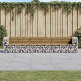 Cumpara ieftin Bancă grădină design gabion, 347x71x65,5 cm, lemn pin impregnat