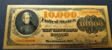 S.U.A. 10.000 DOLARI 1878 SILVER CERTIFICATE (REPLICA/REPRODUCERE/SUVENIR/DECORATIVA) POLIMER (PLASTIC) PLACATA CU AUR DE 24K