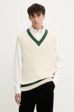 Abercrombie &amp; Fitch vestă din bumbac culoarea bej, KI120-5140-150