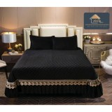 Cumpara ieftin Set Cuvertura Pat Catifea -JO139 Negru