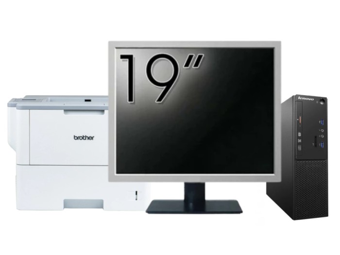 Pachet Calculator Second Hand Lenovo S510 SFF, Intel Core i3-6100T 3.20GHz, 8GB DDR4, 128GB SSD + Monitor 19&amp;quot; &amp; Imprimanta Brother HL-L6300DW New