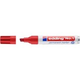 Marker permanent Edding No. 1, corp aluminiu, varf tesit, 1-5 mm, rosu